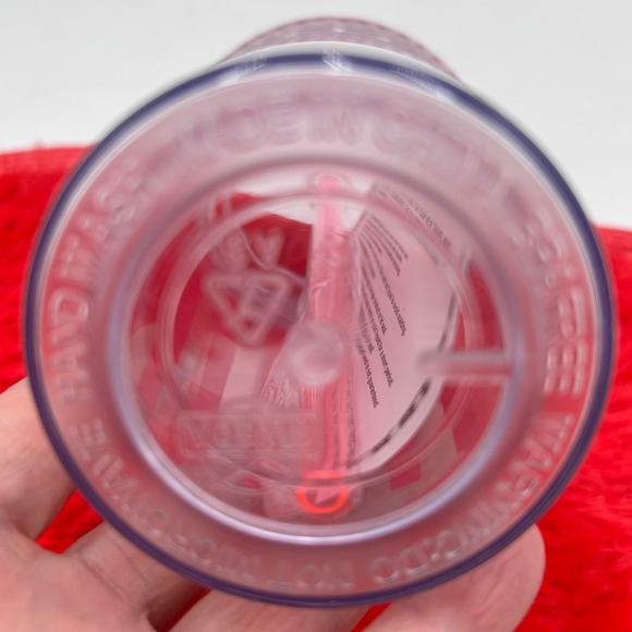 Victoria's Secret 2011 Bombshell Tumbler Cup Pink Stripes Reusable Straw Lid NEW - Picture 7 of 10